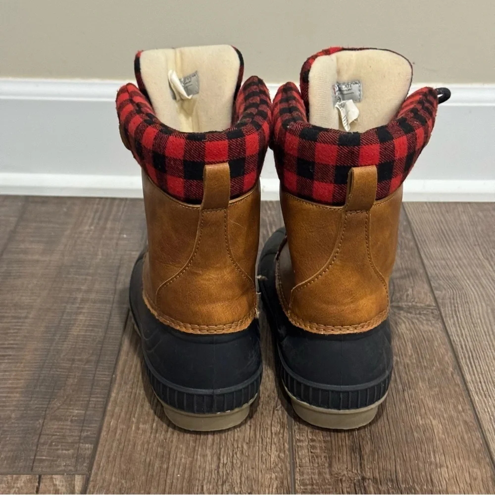 Gap Kids Buffalo Check Plaid Duck Boots 3M Thinsulate Boys Size 3/4